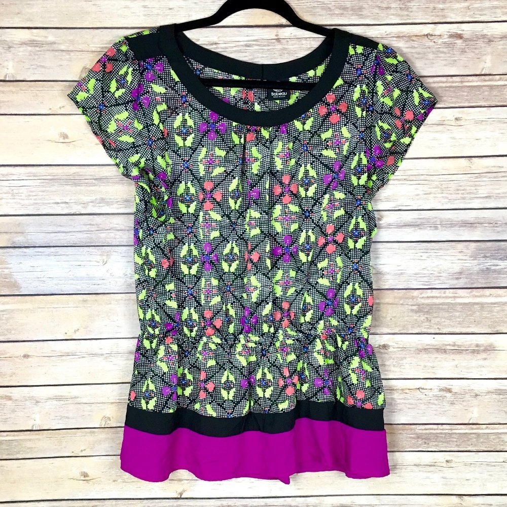 Bobeau Sheer Short Sleeve Career Blouse XL